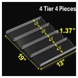 Jadehom 19 x 13 Inches Spice Drawer Organizer, 4 Tier Clear Acrylic Expandable In-Drawer Seasoning Jars Rack, Kitchen Drawer Spice Insert Tray for CabinetCountertop