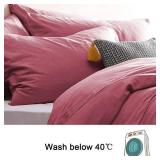 CoutureBridal Old Pink Duvet Cover Queen Size 3 Pcs Rose Red Mauve Duvet Cover Set Soft Microfiber Minimalist Style Solid Color Comforter Cover with Zipper Corner Ties (No Comforter)