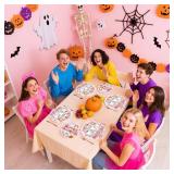 96Pcs Halloween Party Decorations Pink Letfts Go Ghouls Plates and Napkins Disposable Boho Groovy Retro Hippie Ghost Paper Tableware for Halloween Birthday Baby Shower Party Supplies, Serves 24