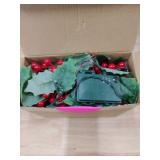 ATDAWN 9 FT Red Berry Christmas Lighted Garland, Battery Operated Christmas Garland with Lights, Flexible Artificial Garland for Indoor Home Fireplace Christmas Holiday New Year Decoration