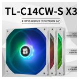 Thermalright TL-C14CW-S X3 14CM Silent Cooling Fan,White Compurter Cooling Fan,CPU Coolers with 1500RPM High Speed,4-Pin PWM Connector,3 Quantities