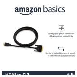 Amazon Basics HDMI to DVI (Male) Adapter Cable, Bi-Directional 1080P, 6 ft1.8 m, Gold-Plated, Easy to Install, Single Pack for Television, Black