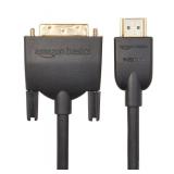 Amazon Basics HDMI to DVI (Male) Adapter Cable, Bi-Directional 1080P, 6 ft1.8 m, Gold-Plated, Easy to Install, Single Pack for Television, Black