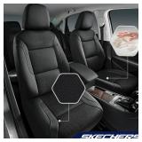 Skechers Menfts Memory Foam Seat Covers, Air Cool Mesh Thick Car Seat Covers, Car Seat Covers Front Seats Airbag Compatible, Universal Automotive Comfort for Most Cars, Vans, Trucks, SUV,Black