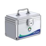 Uniclife Medicine Lock Box First Aid Box with Key Lock and Handle Portable Medication Metal Lockable Medicine Storage Box Security Lock Box for Medications, 10\ x 6\in x 6.5\inin