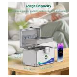 Uniclife Medicine Lock Box First Aid Box with Key Lock and Handle Portable Medication Metal Lockable Medicine Storage Box Security Lock Box for Medications, 10\ x 6\in x 6.5\inin