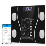 Digital Bathroom Scale with Bluetooth, Smart Body Fat Scale with Led Display, Provides Body Composition Analysis, Including Weight, Muscle Mass, Bone Density, Body Fat, BMI (Black)