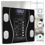 Digital Bathroom Scale with Bluetooth, Smart Body Fat Scale with Led Display, Provides Body Composition Analysis, Including Weight, Muscle Mass, Bone Density, Body Fat, BMI (Black)