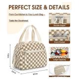 Lunch Bag, Insulated Lunch Bag for Women Men Lunch Box Lunch Tote Bag Large Capacity Reusable Insulated Cooler for Work Picnic Beach or Travel-Corduroy Khaki Grid
