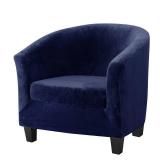 MIFXIN 2 Piece Velvet Tub Chair Covers with Cushion Cover Stretch Soft Removable Club Chair Slipcovers Armchair Sofa Couch Furniture Protector for Living Room Bar Counter Hotel (Dark Blue)