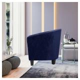 MIFXIN 2 Piece Velvet Tub Chair Covers with Cushion Cover Stretch Soft Removable Club Chair Slipcovers Armchair Sofa Couch Furniture Protector for Living Room Bar Counter Hotel (Dark Blue)
