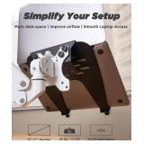 ULTRARM Laptop Tray Steel Notebook Holder for Monitor Arm Desk Mount Stand Fits VESA 75100 Mounting Holes 29lbs Capacity with Vented Cooling Platform Smooth Laptop Access Design, Black, MAAC-L