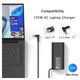 GERVGHS 135W Laptop Charger Compatible with HP Spectre X360 15 16 15t-df100 15-df 16t-f10 16-f2097nr Omen 15 17 Pavilion Gaming 15 16 ZBook Studio G5 G6 G7 TPN-DA11 l15534-001 Power Cord