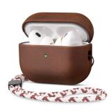 RIXENY Genuine Leather Case for AirPods Pro 3 (3rd Gen 2025) with Adjustable Braided Lanyard, Vintage Crazy Horse Leather Protective Cover Case, Rugged Hard Shell and Rich Patina, Dark Brown