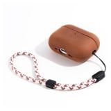 RIXENY Genuine Leather Case for AirPods Pro 3 (3rd Gen 2025) with Adjustable Braided Lanyard, Vintage Crazy Horse Leather Protective Cover Case, Rugged Hard Shell and Rich Patina, Dark Brown