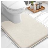 OLANLY Toilet Rugs U-Shaped 24x20, Extra Soft Absorbent Thick Memory Foam Contour Bathroom Rugs, Dry Quickly, Machine Washable, Non-Slip Toilet Bath Mat, Home Decor Accessories, Ivory
