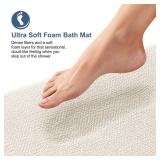 OLANLY Toilet Rugs U-Shaped 24x20, Extra Soft Absorbent Thick Memory Foam Contour Bathroom Rugs, Dry Quickly, Machine Washable, Non-Slip Toilet Bath Mat, Home Decor Accessories, Ivory