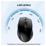 TECKNET Bluetooth Mouse, 4800 DPI Wireless Mouse, 2-Year Battery 6 Adjustable DPI, 6 Buttons Compatible with LaptopWindowsComputer - Black