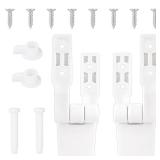 A2Pcs Toilet Seat Hinge Replacement, Plastic Toilet Bolts Kit with Screws and Nuts, White Universal Toilet Seat Hardware for Replacement and Repair