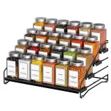 BOIVSHI 4 Tier Spice Rack for Cabinet, Spice Rack Organizer, Depth Adjustable Spice Holder for Countertop, Cupboard, Pantry, Seasoning Shelf, Metal, Black (1 Pack)
