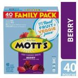 Mott s Fruit Flavored Snacks  Berry  Gluten Free Snack  Family Pack  40 Ct  32 oz