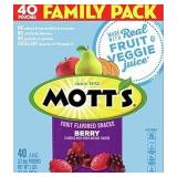 Mott s Fruit Flavored Snacks  Berry  Gluten Free Snack  Family Pack  40 Ct  32 oz