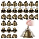 30 Pieces Craft Bells Small Brass Bells for Crafts Mini Vintage Bells with Spring Hooks Tiny for Hanging Wind Chimes Making Dog Training Doorbell Wedding Decor, 1.65 x 1.5 Inch(Bronze)