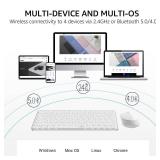 Rapoo 9010M Multi-Device Keyboard and Mouse Combo, 2.4GHzBluetooth 5.04.0 Wireless Keyboard and Mouse Set for WindowsMacLinuxChrome, Support 4 Devices, Low-Profile Silent Click, Battery Powered