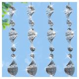 Stainless Steel Bird Deterrents for Outside,3D Wind Spinners Outdoor Decor,12 Discs Reflective Bird Scare Discs 4 Set Bird Reflectors to Keep Woodpecker Pigeon Away from House Window Patio Yard Porch