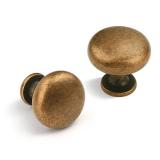 NIZADO 12 Pack Antique Brass Kitchen Cabinet Knobs, Solid Zinc Vintage Dresser Drawer Knobs, Round Small Cupboard Knobs, Diameter:1-15 Inch