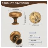 NIZADO 12 Pack Antique Brass Kitchen Cabinet Knobs, Solid Zinc Vintage Dresser Drawer Knobs, Round Small Cupboard Knobs, Diameter:1-15 Inch