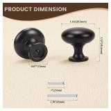 NIZADO 10 Pack Black Kitchen Cabinet Knobs, 1-316 Inch(29.5mm) Matte Black Drawer Knobs,Solid Round Dresser Knobs,Black Dresser Drawer Handles, Modern Knobs for Dresser Drawers