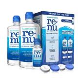 Renu Contact Lens Solution, Advanced Formula, Multi-Purpose Solution with Lens Case, Gently Cleans, Disinfects, Moisturizes and Hydrates Soft Lenses, 16 Fl Oz (Pack of 2) + Travel Size 2 Fl Oz