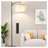Ambimall 60\ Floor Lamp with Remote Control and Stepless Dimmable Bulb, Colors Temperature and Brightness Adjustable, Modern Floor Lamps for Living Room?Beige Shade and Black Pole?in