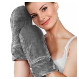 AiricePac Heated Mitts for Arthritis, Microwavable Hand Warmer for Women Men in Cases of Stiff Joints, Trigger Finger, Warm Therapy Mittens Unscented Hand Muff, Grey