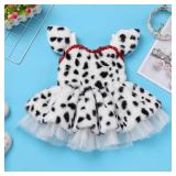 IBTOM CASTLE Baby Girl Halloween Animal Costume Spotted Dog Series Plush Ruffle Dress with Headband Cosplay Fany Dress up Outfit White-Dog 3-6 Months