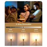 EDISHINE Glass Table Lamp, Touch Control Bedside Lamp with USB C+A Charging Ports, 3 Way Dimmable Nightstand Lamp for Bedroom Living Room Office, Striped Glass Shade, Gold