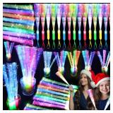 SHQDD 38 PCS Glow Sticks Bulk, Glow Fiber Optic Sticks, LED Light Wands, Glow in The Dark New Yearfts Party Supplies, Fiber Optic Wands for Weddings, Flashing LED Party Favors, Colorful Light Sticks