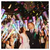 SHQDD 38 PCS Glow Sticks Bulk, Glow Fiber Optic Sticks, LED Light Wands, Glow in The Dark New Yearfts Party Supplies, Fiber Optic Wands for Weddings, Flashing LED Party Favors, Colorful Light Sticks