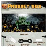 Ganeen 7x16 ft Halloween Garage Door Banner Large Rustic Garage Banner Cover Halloween Garage Door Cover Backdrop with LED String Light Holiday Vinyl Cover Door Decoration Outdoor(Classic Style)