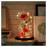 URBANSEASONS Beauty and The Beast Rose, Light Up Forever Roses Birthday Gifts for Women Mom Grandma, Red Rose Gift for Her Valentine Mothers Anniversary