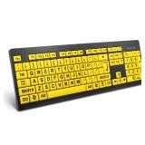 BOOGIIO Large Print Computer Keyboard, Wired USB High Contrast Keyboard with Oversized Print Letters for Visually Impaired Low Vision Individuals (Yellow+Black)