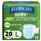 FitRight Adult Diapers, Extra Heavy Absorbency, L (Waist Size 44in-56in), 20 Count, OptiFit Incontinence Briefs for Men and Women, Disposable, Moisture Wicking, Leak Protection,