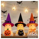 UNDWXFS Halloween Decorations Indoor,3Pcs Cute Spooky Ceramic Ghost Halloween Decorations,Ghost Figurines with Hats - Adorable Tabletop Decor for Mantel,Party, Home, Porch Decor