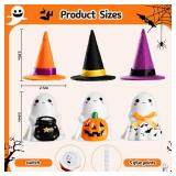 UNDWXFS Halloween Decorations Indoor,3Pcs Cute Spooky Ceramic Ghost Halloween Decorations,Ghost Figurines with Hats - Adorable Tabletop Decor for Mantel,Party, Home, Porch Decor