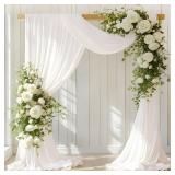 LINXTAR Ivory Wedding Arch Draping Fabric 2 Panels 30ftft x 18FT Sheer Chiffon Arch Drapery for Photo Booth Bridal Shower Baby Shower Church Decor Newborn Photography Christening Outdoor Party