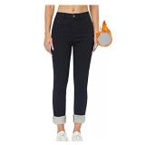 heipeiwa Womenfts Fleece Lined Jean Winter Jeans Thermal Stretch Warm Flannel Lined Skinny Denim Pants