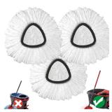 Mop Head Replacement, 3 Pack Spin Mop Refill Replace Head Compatible O Cedar Easywring 1-Tank System, Great Cleaning Power, Microfiber, Helper Housework, Machine Washable Easy-to-Replace, White