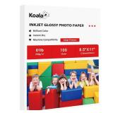 Koala Heavyweight Photo Paper High Glossy 8.5x11 Inches for Inkjet Printing 100 Sheets 61LB