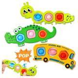 Christmas Stocking Stuffer 3PC Fidget Popper Sensory Toys for Toddlers Girls, Boys Gift Goodie Bags Airplane Travel Activities Pop it Fidget Toys Autism Gifts for 12+ Month Babies 1 2 3 Year Old